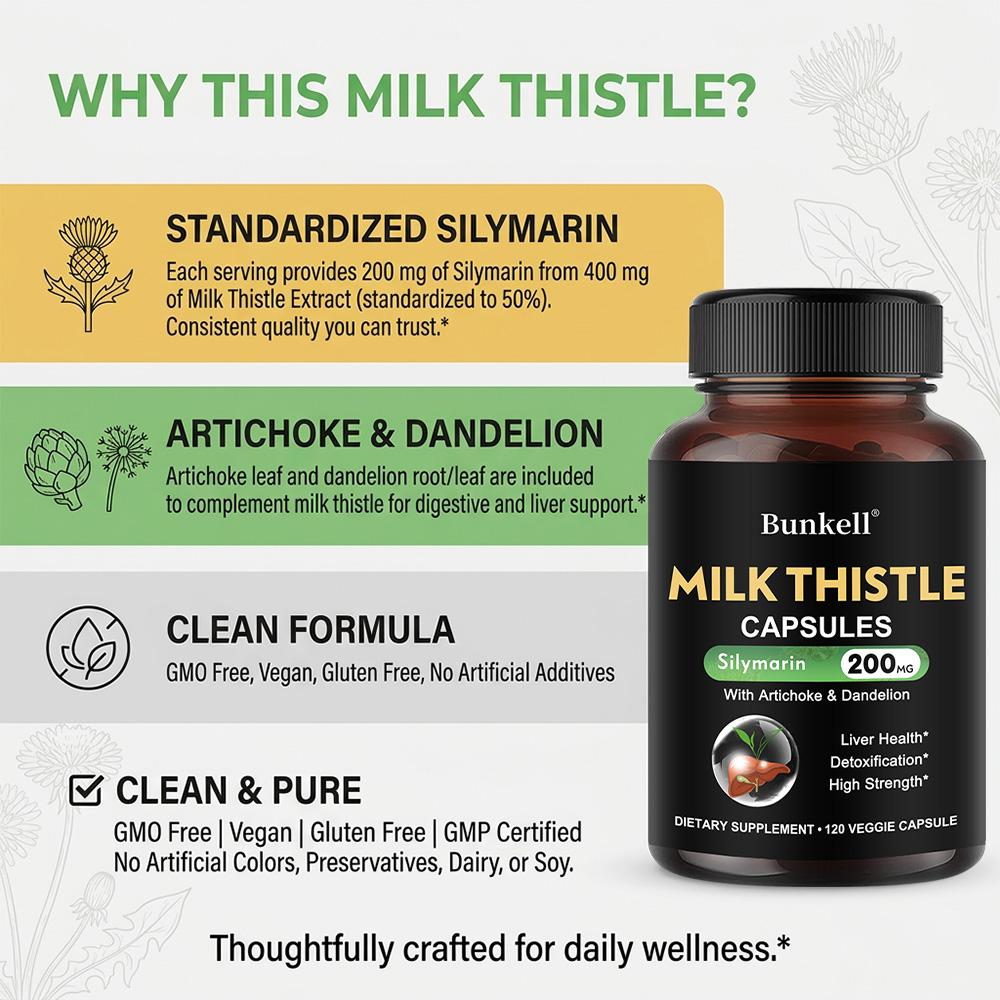 High-concentration Milk Thistle (silymarin 200 Mg) Extract, 120 Capsules