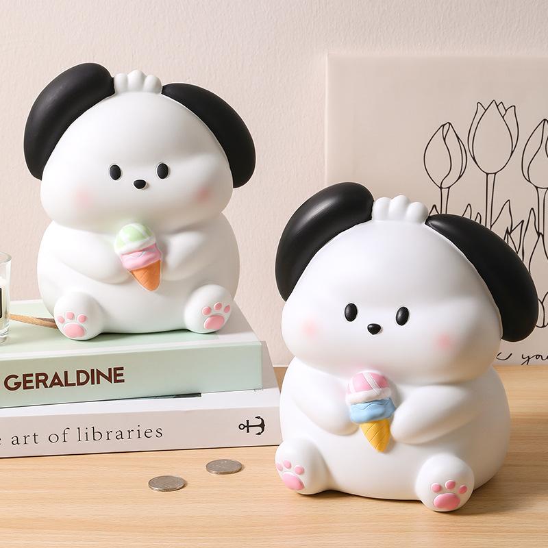 Eiscreme Hund Spardose mit Gummi, sturzsicher, kann aufbewahrt und abgehoben werden, Kinderspardose, niedlicher Stil, kreatives Geschenk zum Lehrertag
