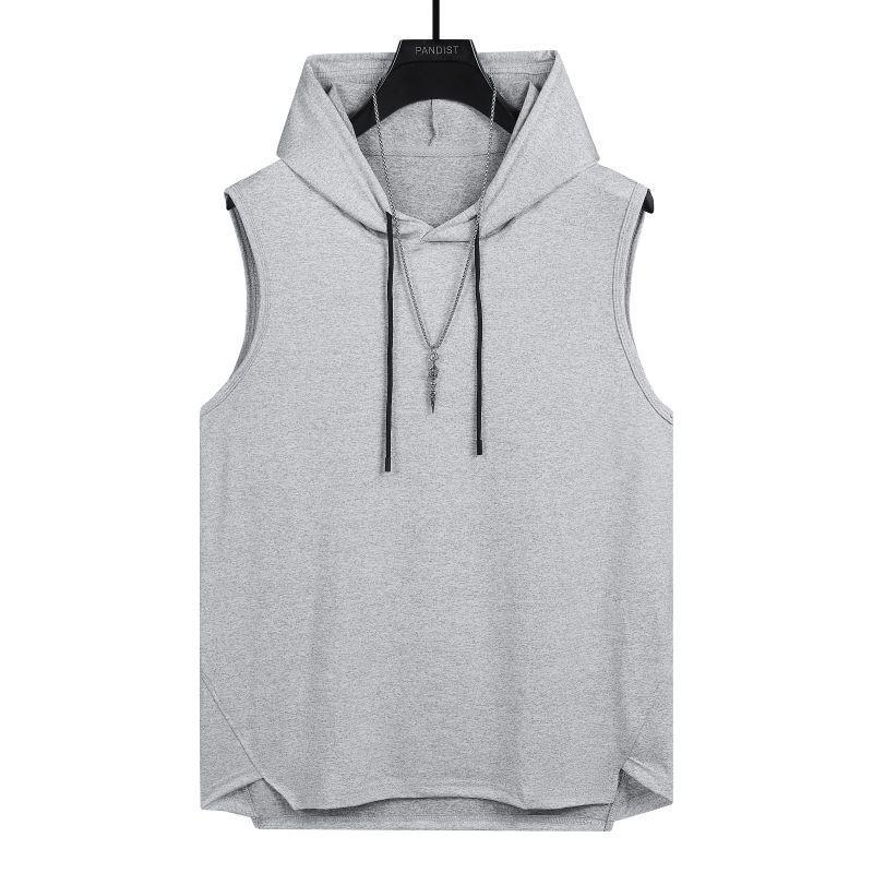 Canotta con Cappuccio Senza Maniche da Uomo Casual Vestibilità Larga Streetwear Gilet da Palestra