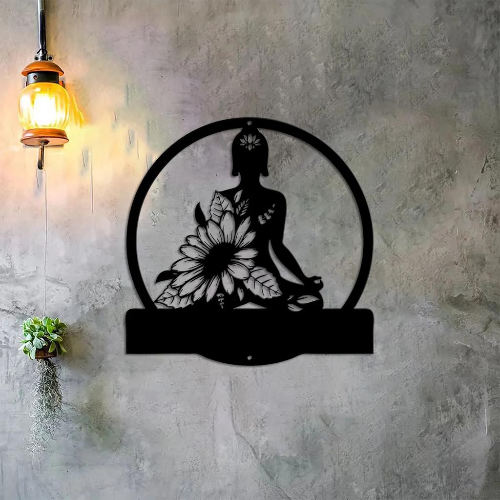 Benutzerdefinierte Yoga-Namens-Metallwandkunst, Namaste-Schild für Heim-Fitnessstudio