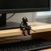 Mini Tactical Soldier Figurine, Realistic Sitting Sniper Resin Statue Model, Armed Special Forces Collectible Sculpture Decoration