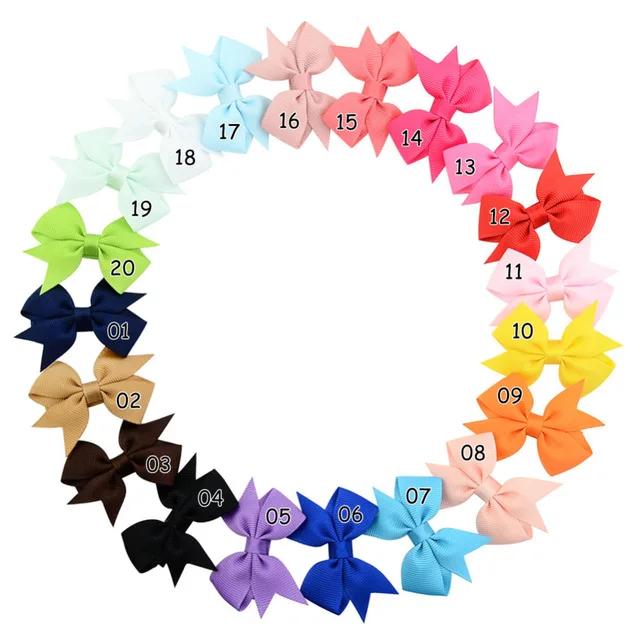 20/40pcs Solid Grosgrain Ribbon Bows Clips Hairpin Girl's Hair Bows Boutique Hair Clip Headware Kids Hair Accessories