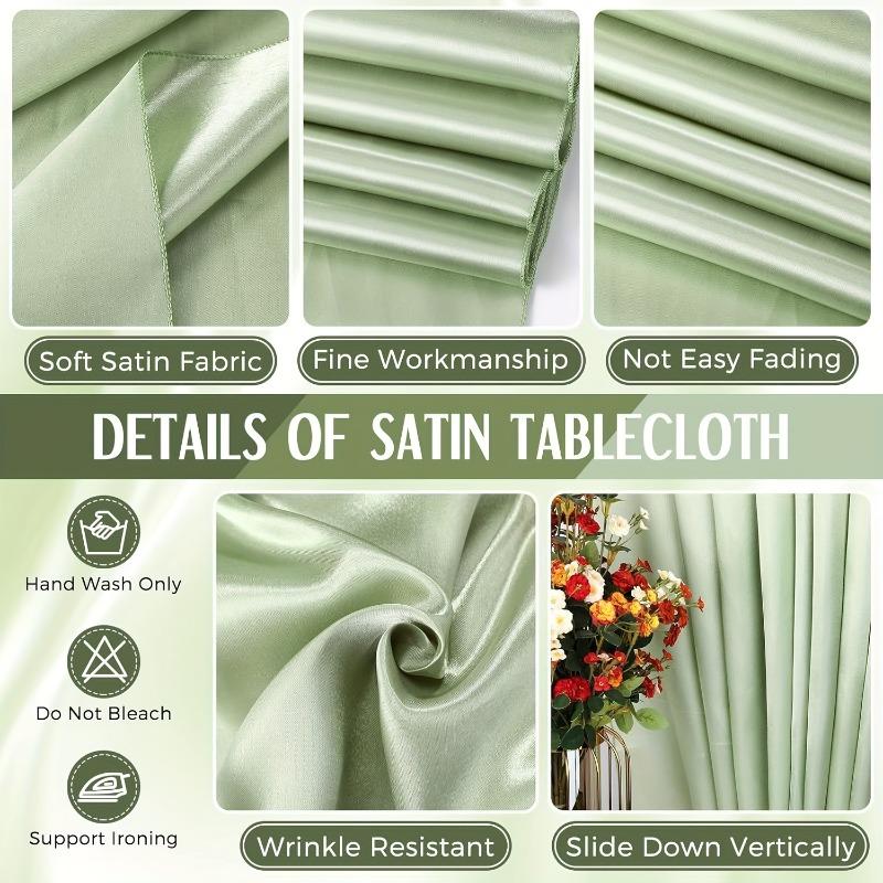 8-Pack Elegant Satin Tablecloths 259x145 Cm Rectangular Polyester Smooth Fabric Tablecloth for Party Wedding Banquets Decoration