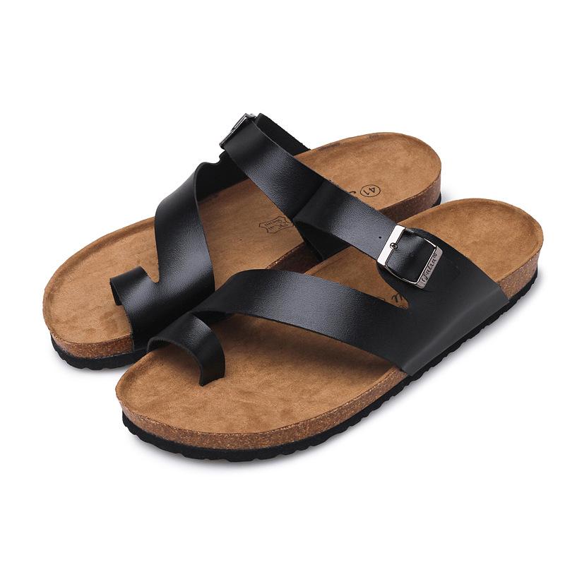 Men's Korean Style Cork Slip-On Sandals - Casual Summer Beach Flip Flops.