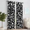 Versatile Polyester Transparent Curtains Home Decoration Black White Leaf Use Bedrooms Living Rooms Set Of 2 Made Area Decor