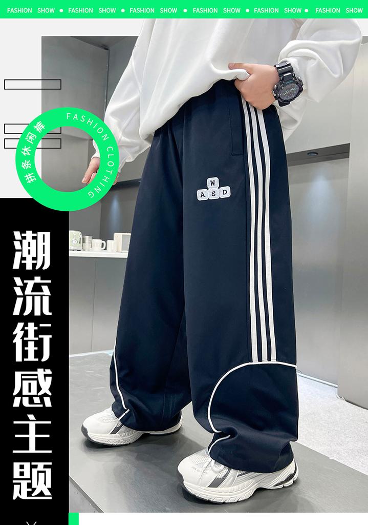 Boys' Wide Leg Pants Spring and Autumn 2025 New Korean Edition Children's Sports Pants Loose Middle and Large Children's Casual Pants