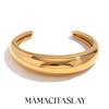 MamacitaSlay Minimalist Smooth Middle Curved Watch Shape Opening Stainless Steel Bracelets Woman 2026 18K Gold Plated Jewelry