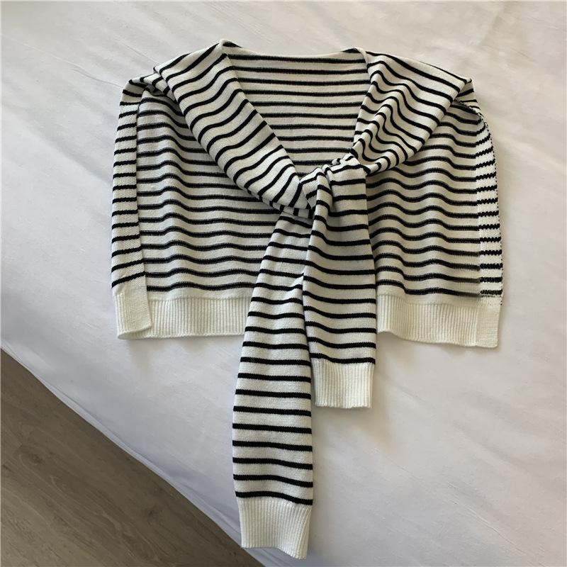 

Knitted sweater striped shawl women s autumn shawl spring and autumn outer vest One Size