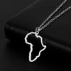 Hollow Africa Map Necklace: Titanium Steel South Africa Outline Pendant with Clavicle Chain