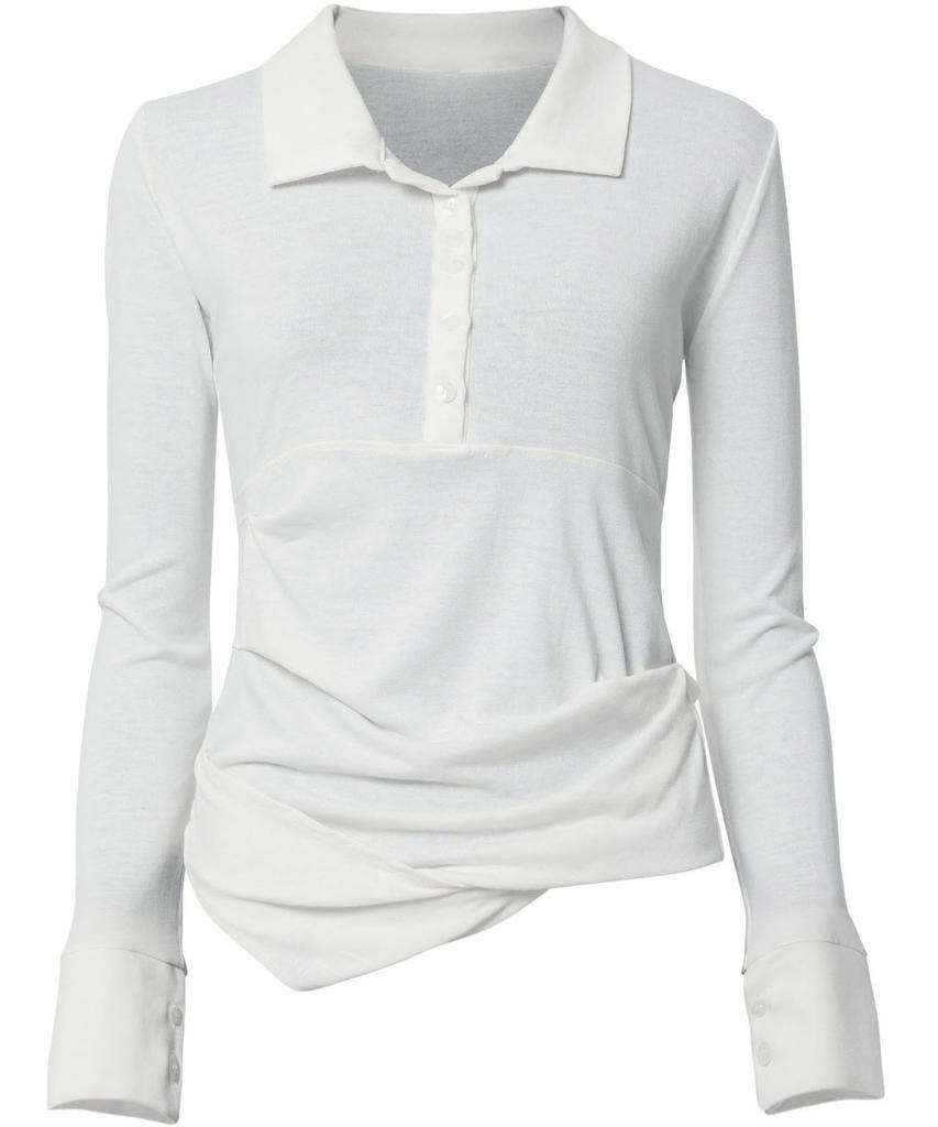 Peulleeoeob Asymmetrical Draped Shirt (Fl-186_Ivory)