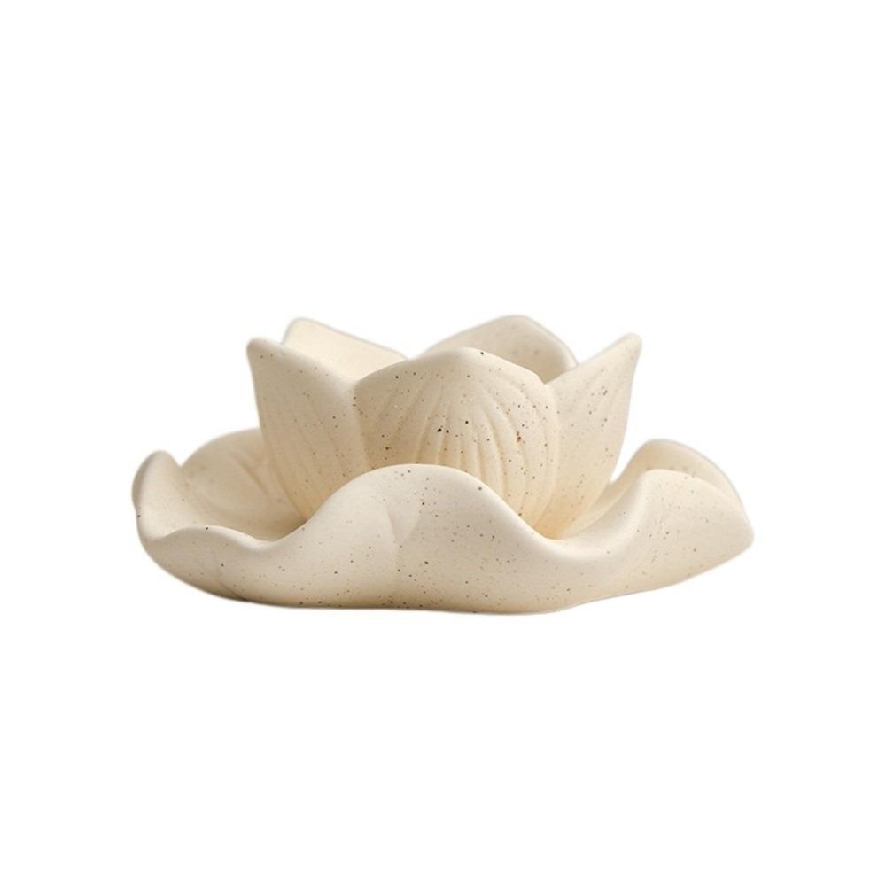 Tray Ceramic Lotus Candle Holder Meditation Decorative Flower Candlestick Vintage Artistic Zen Style Candle Cup Indoor Use