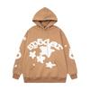 Mens Oversized Hooded Sweatshirt With Spiderweb Foam Print Cotton Fleece-Lined
