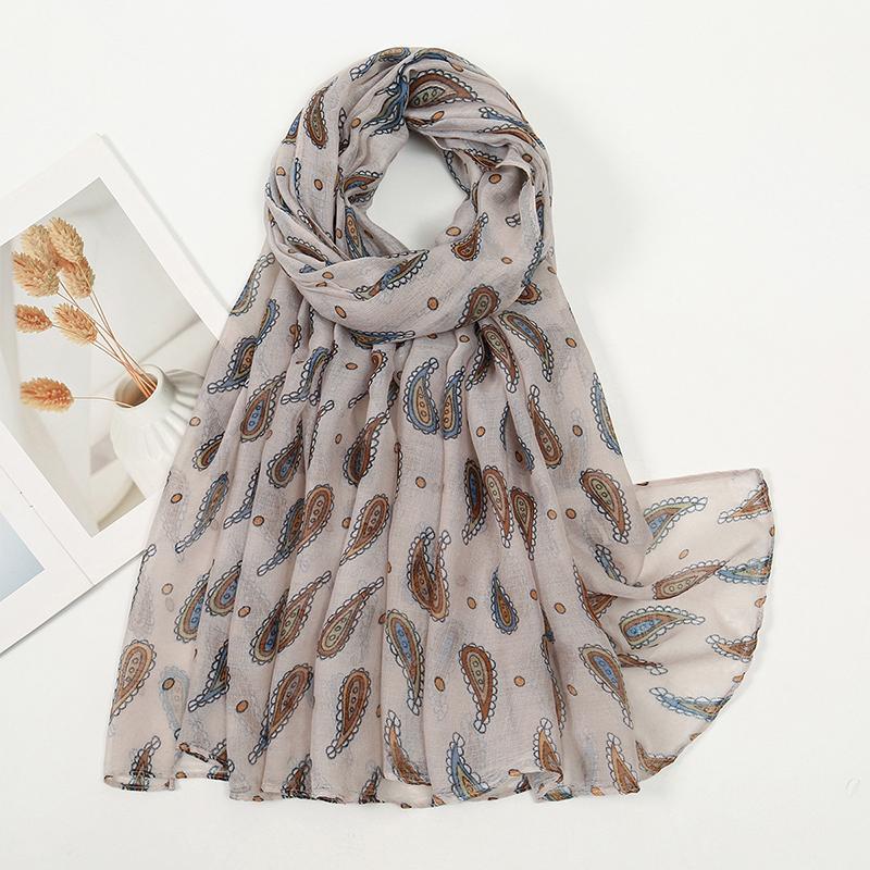 Elegant Women Retro Silk Scarf Print Wrap Shawl Lady Bandanas Hijab Boho Beach Long Scarve Pareo Headscarf Fashion Korean New