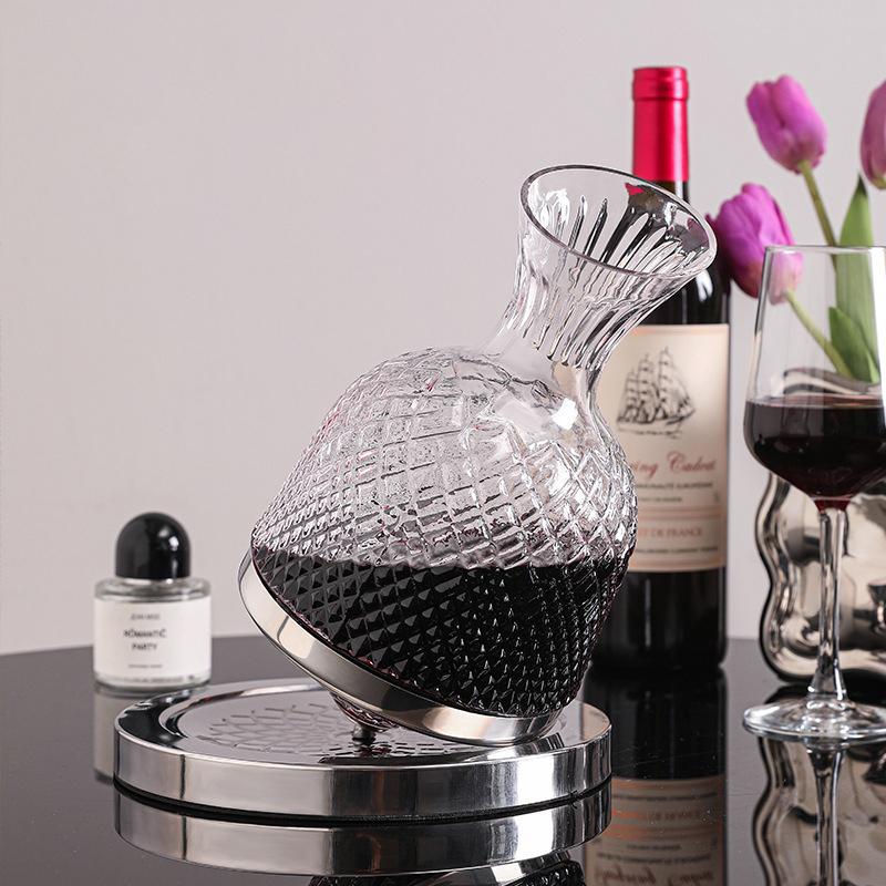 BOLTIFY Crystal Glass 360 Degree Rotating Decanter Drum 1500ml Decanter Wine Dispenser Inflator Mirror Kettle Decoration Gift