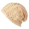 Women Delicate Hollow-out Double-layer Lace Cotton Hat Windproof Knitting Warm Cap