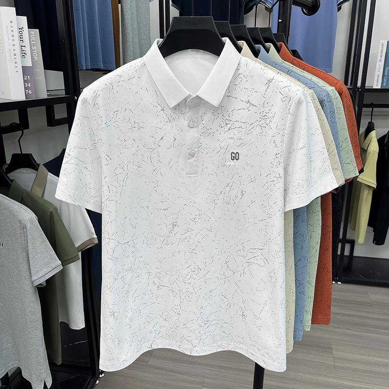 Summer Printed Men's Polo Lapel Collar Daily Wear Commute Casual Breathable Short Sleeve T-Shirt Versatile