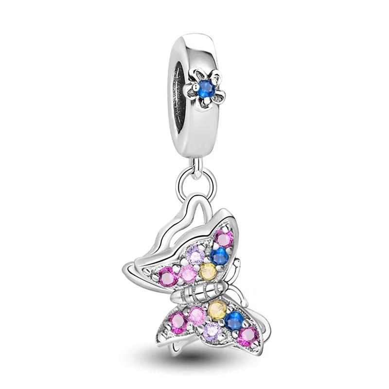 Copper Butterfly Series Zircon Charms Beads Fit Diy Bracelet Bangle Making Gift Of High Quality Jewelry For Women
