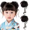 OTAKUMARKET Two-Piece Bun Wig Set with Curls and Scrunchie Style, Perfect for Shichi-Go-San, Yukata, Coming-of-Age Ceremonies, Graduations, and
