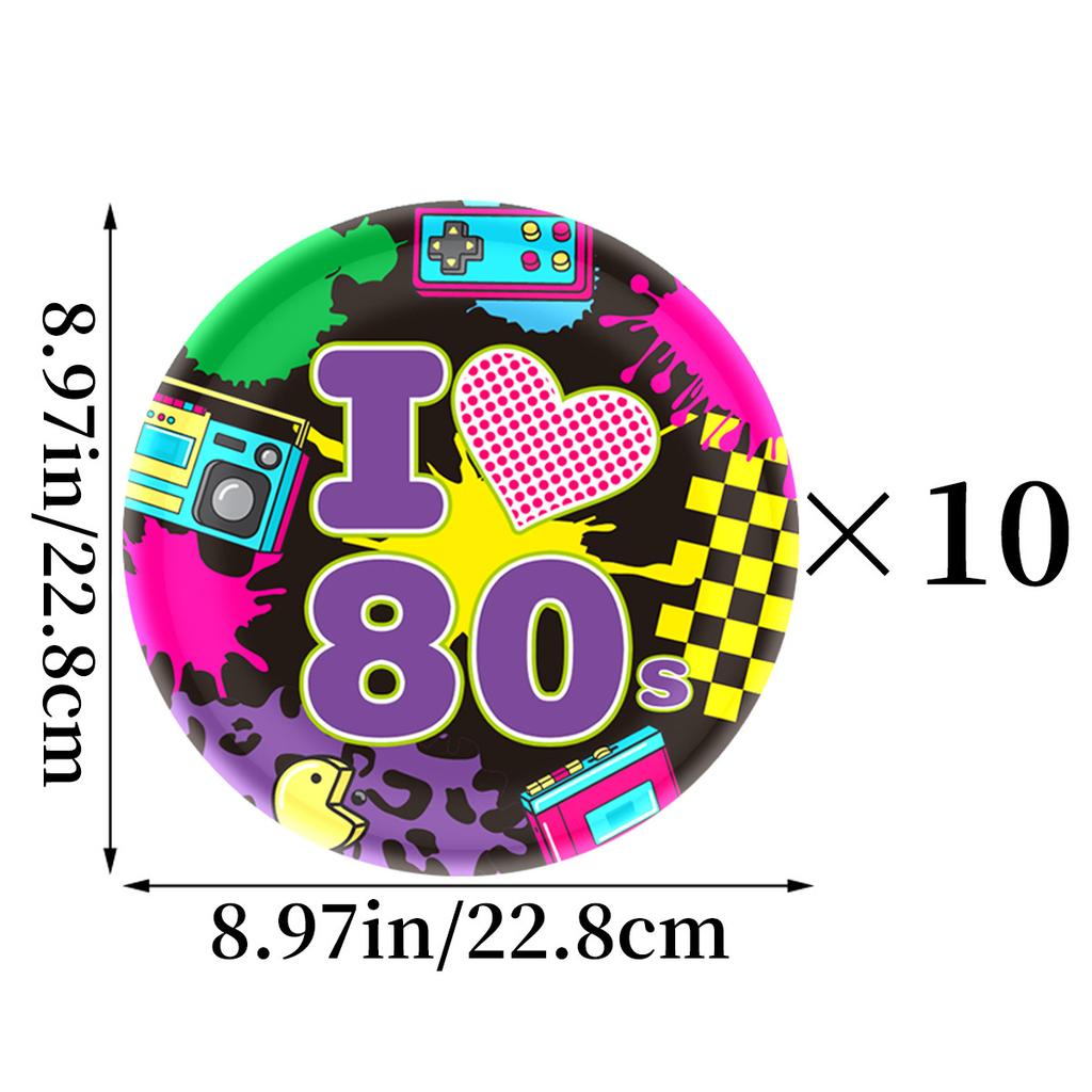 80er-Jahre Themenparty Dekoration, Retro-Radio, Pappteller, Pappbecher, Messer-, Gabel- und Löffelset, individuell