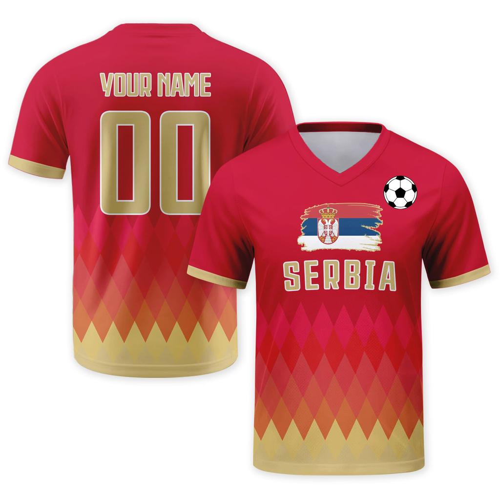 Customizable Soccer Jersey Shirt with V Neck Short Sleeves Pattern Front and Back Print for Sports and Team Use