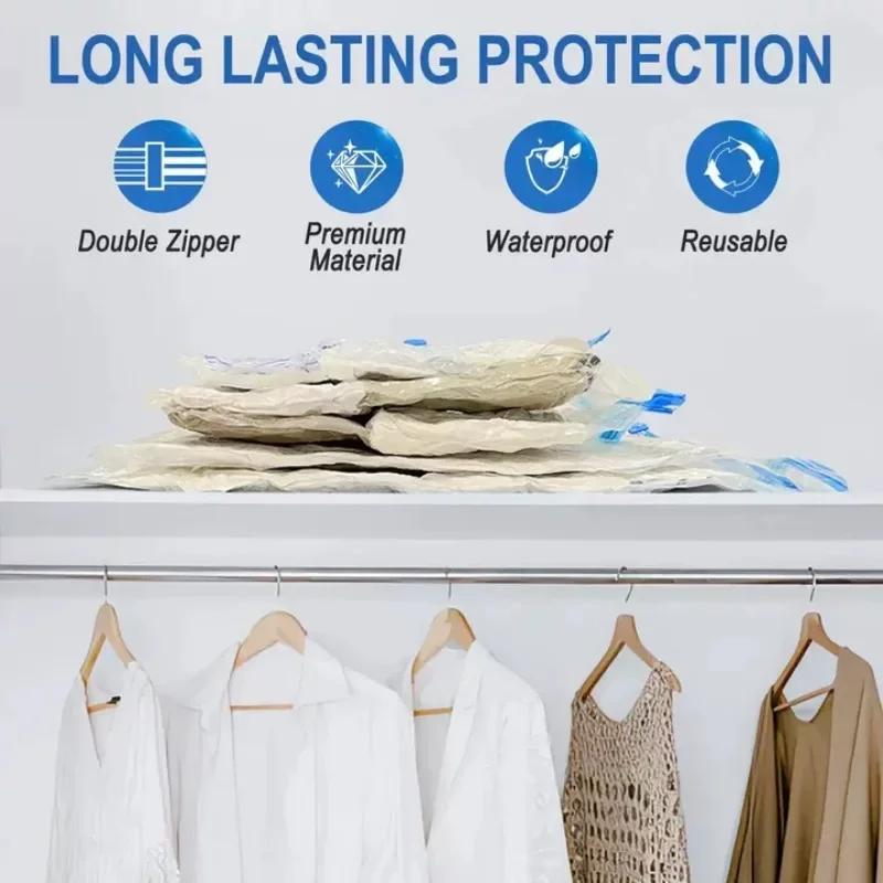 5/10PCS Vacuum Storage Bags - Space Saving for Clothes & Bedding, Vacuum Seal Packets, Folding Compressed Organizer Bags