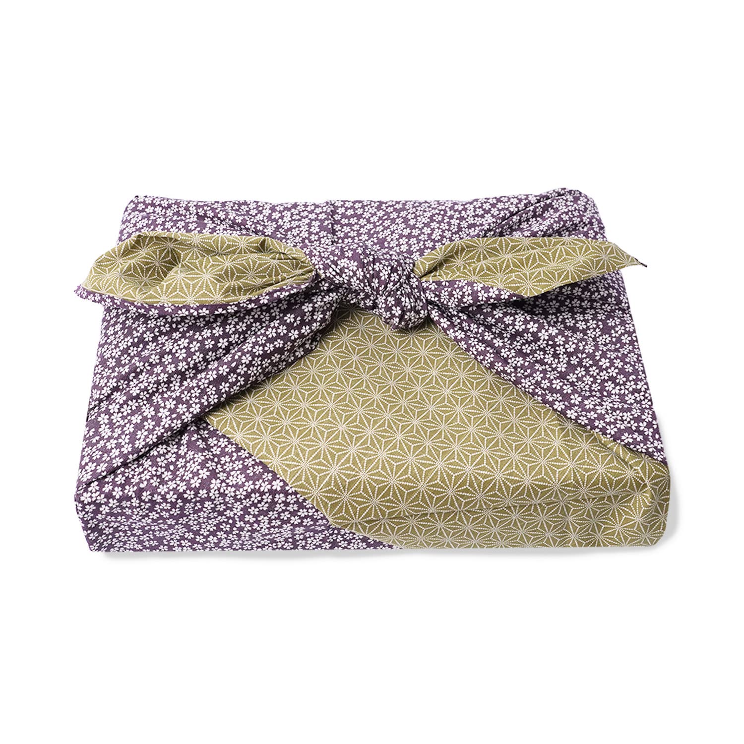 Amemari Reversible Furoshiki Cherry Blossom Floral Japanese Stylish and Yusoku Komon Eco Camping x Olive 105cm (Wrapping Cloth) [105cm Wide] 100%