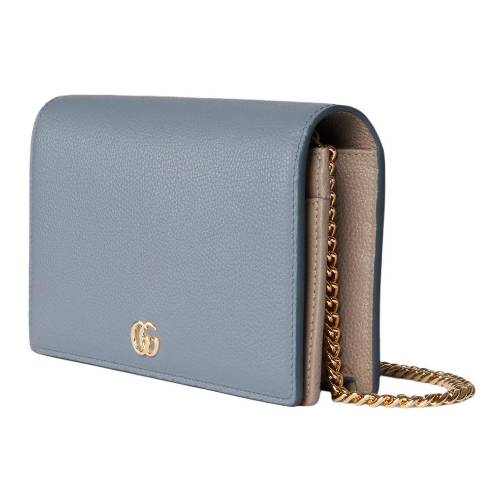 Gucci Double G Metal Logo Leather Shoulder Bag Women Shoulder Bag Light-Blue Beige 497985-AAE5F-1642