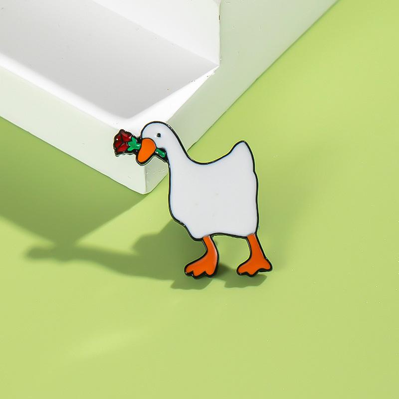 Spilla Creativa a Forma di Anatra Cartoon - Spilla in Lega Animale Carina per Vestiti