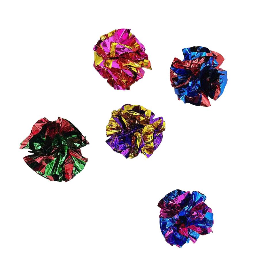 5/10Pcs Crinkle Ball Cat Toys with Crackling Sound & Laser Reflection, Durable Scratch-Resistant Paper Balls for Kittens