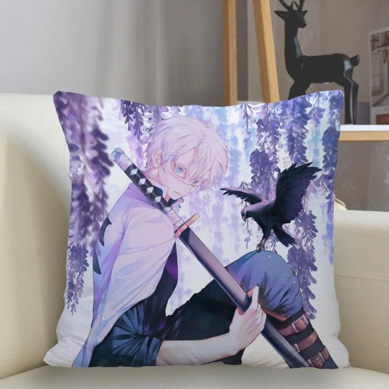 45x45cm Polyester Demon Slayer Pillowcase Sofa Decoration Cushion Cover  Home Decor