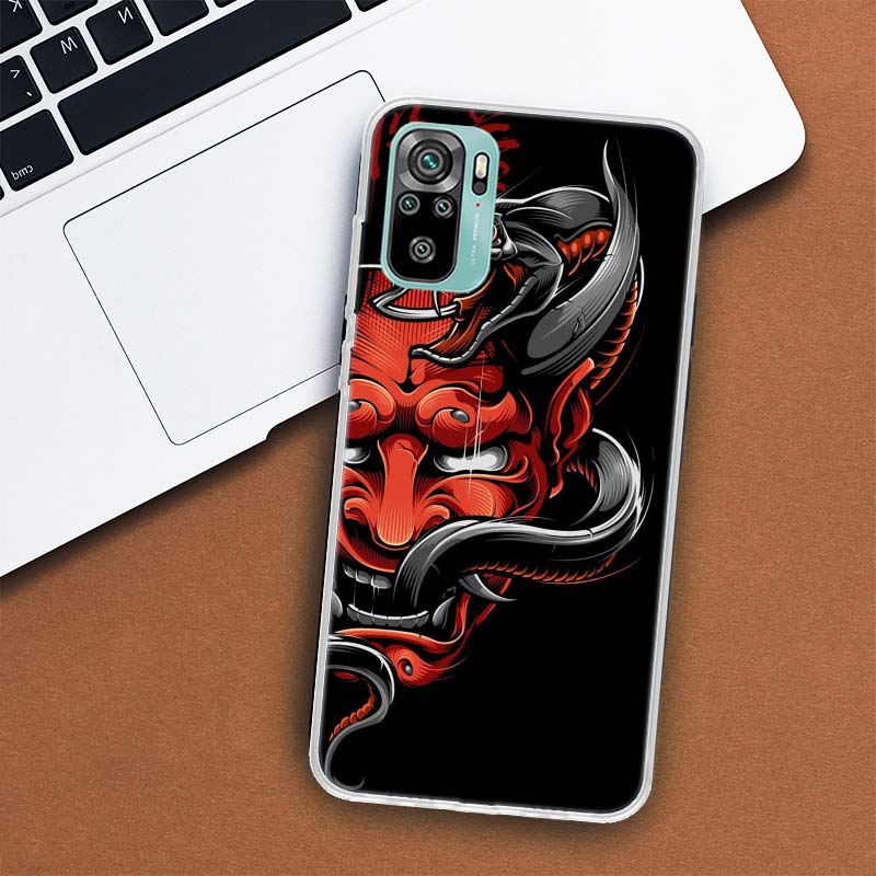 Japanese Oni Hannya Demon Mask Phone Case For Xiaomi Redmi Note 10 9 8 11 Pro 10S 11T 11S 9S 8T 7 6 5 9A 9C 9T 8A 7A Print Cover