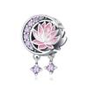 Beads Copper Charms Original Pink Lotus Flowers Beads Fit Bracelet Jewelry Diy Women Fine Gift Accessory