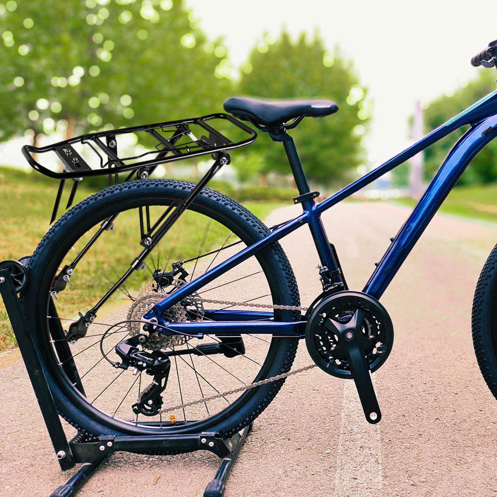 

Adjustable Rear Bicycle Rack Aluminum Alloy Heavy Duty Cargo Pannier Carrier for Mountain and Folding Bikes чорний