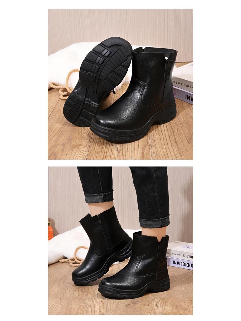 Unisex Winter Fur-Lined Waterproof Slip-On Snow Boots