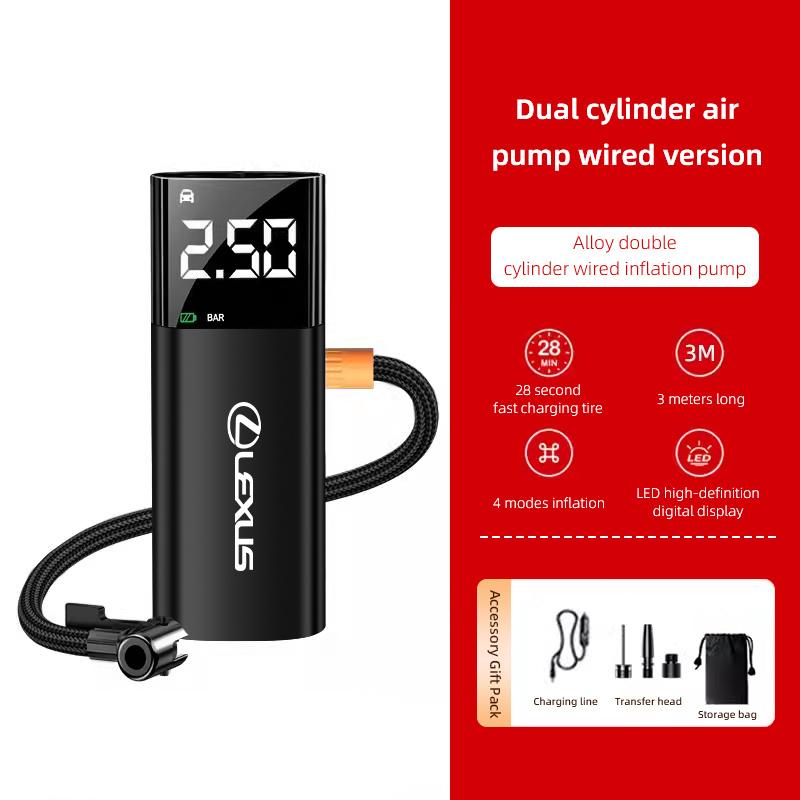 

Car Accessories Portable Inflation Pump Auto Mobile Power Bank Tool For Lexus F SPORT GX460 Ct200h IS250 ES 220D IS200 Fsport GS чёрный