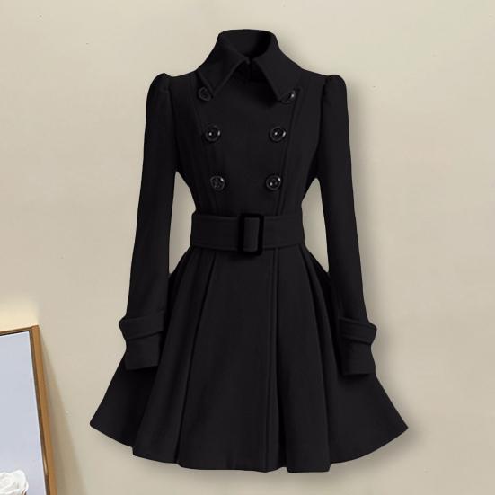 Casaco de inverno feminino grosso comprimento midi cor sólida lapela trespassado manter quente a linha bainha solta cintura apertada senhora casaco para banquete