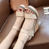 Womens Flat Sandals With Velvet Upper And Ankle Buckle For Summer Casual Wear