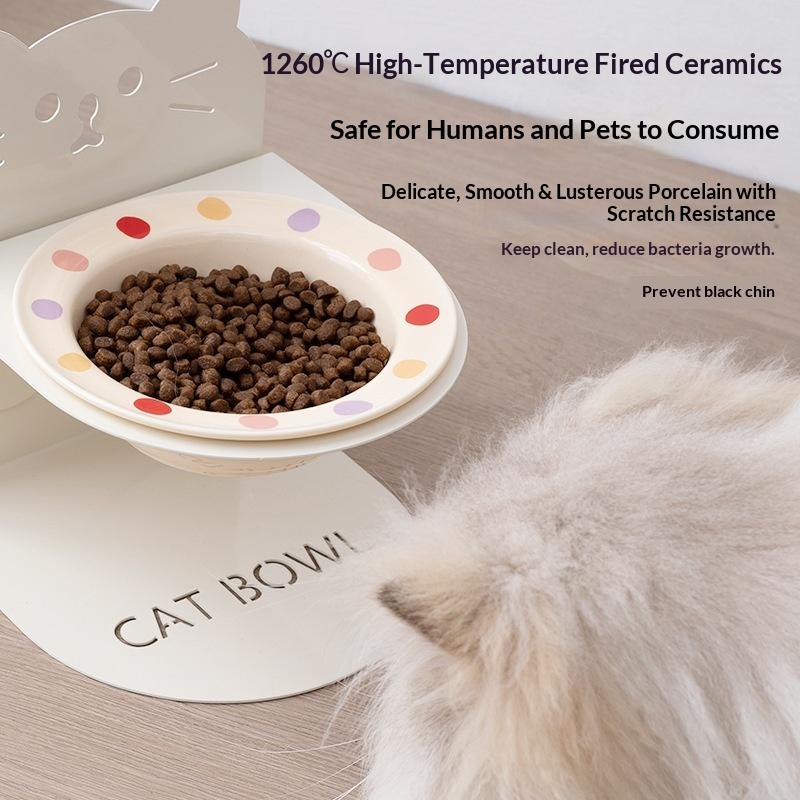 Premium Eco-Friendly Ceramic Pet Bowl with Magnetic Stand Durable and Protective Feeder for Cats and Dogs