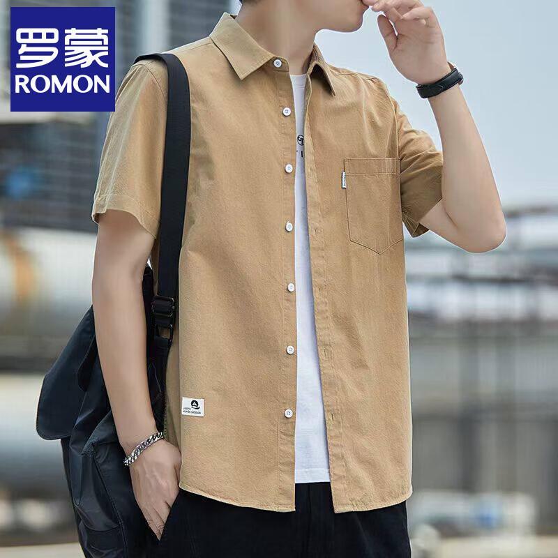 Rommon Men s 100% Cotton Casual Short-Sleeve Shirt XL