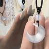 Lace Up Rope Necklace Cat Eye Moon Pendant Necklace Chinese Style Jewelry Gift