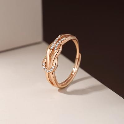 Delicate Wind Kink Ring Women's Niche Light Luxury Zircon Open Ring