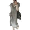 Autumn and Winter New Gentle Wind Solid Color Medium and Long Vest Sweater Skirt Women's Loose Lazy Wind Knitted Dress