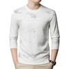 ROMON Mulberry Silk And Wool Long-Sleeve T-Shirt for Men, Spring And Autumn New Style Business Casual Printed Round Neck Sweatshirt for Me