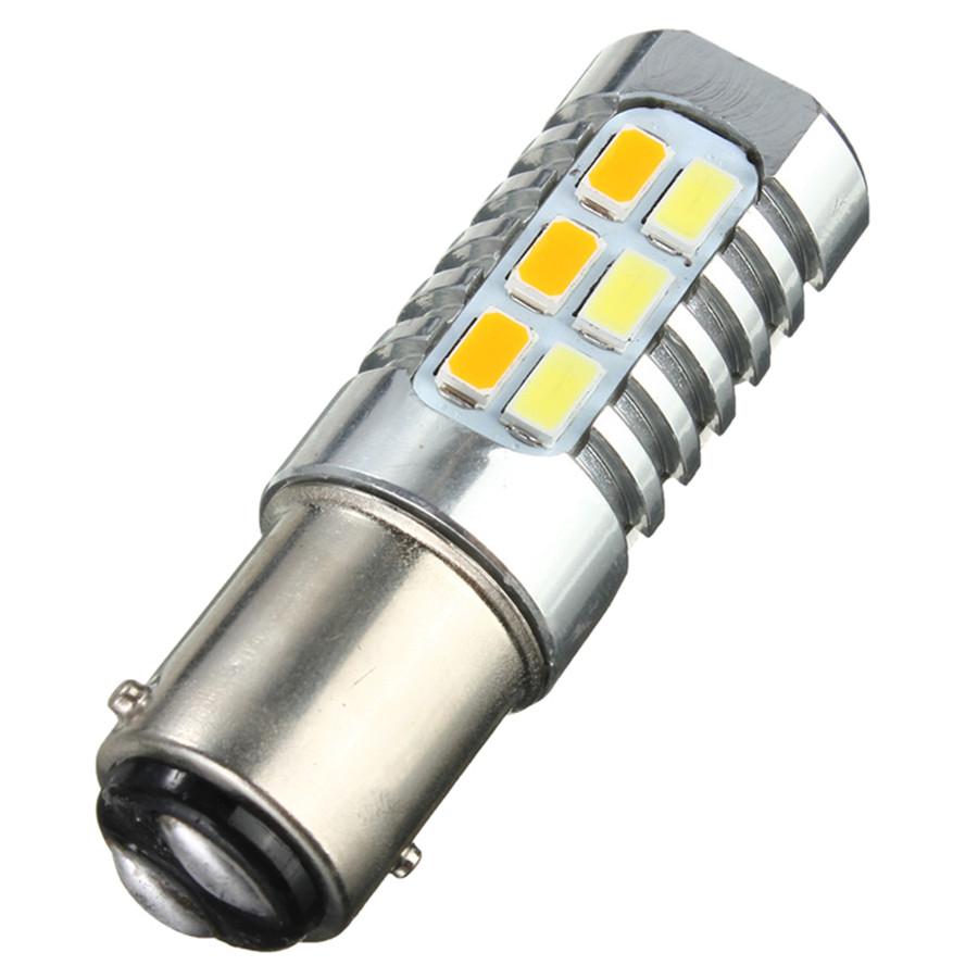 2PCS 1157 5630 22 SMD BAY15D Amber/White 22LEDs LED Bulbs S25 P21W DRL Dual Colo