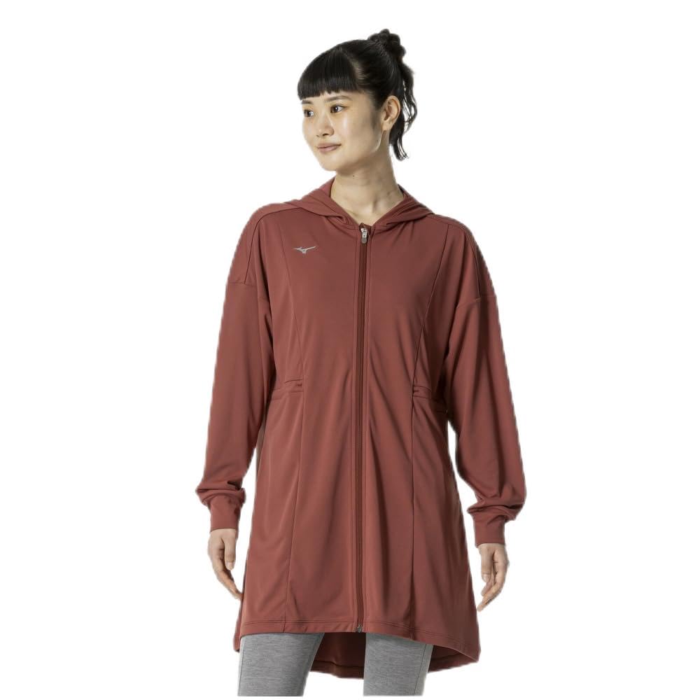 Mizuno Stretch Smooth Training Hoodie with UV Marsala Wine Women's Protection, 32MCB870,
