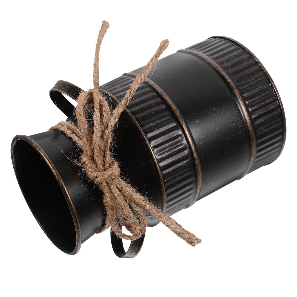 Vintage Iron Flower Bucket Tall Metal Flower Vase for Home Office Decor Rustic Style Arrangement Container Perfect Gift