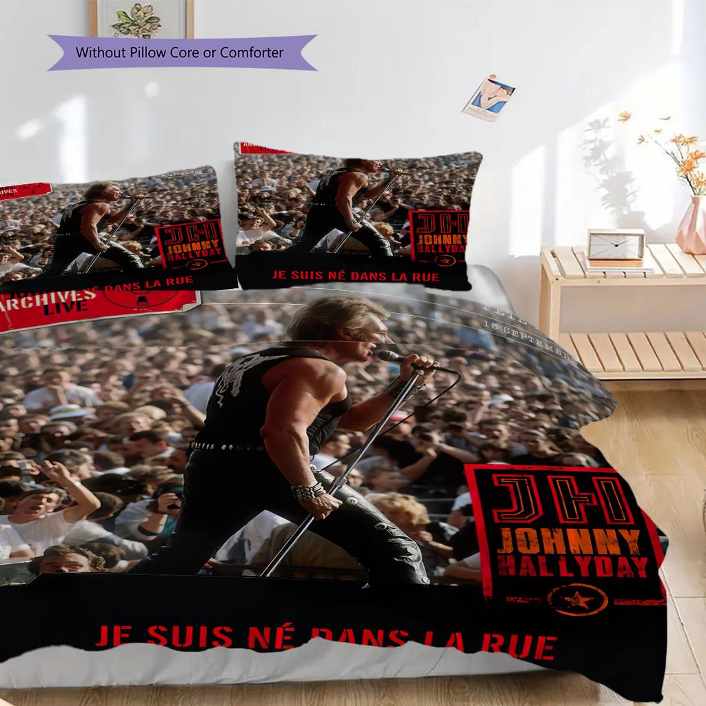 Famous rock singer Johnny Hallyday bedding, duvet cover, pillowcase, home decoration, birthday gift (1 * duvet cover+2 * pillowcase, coreless)