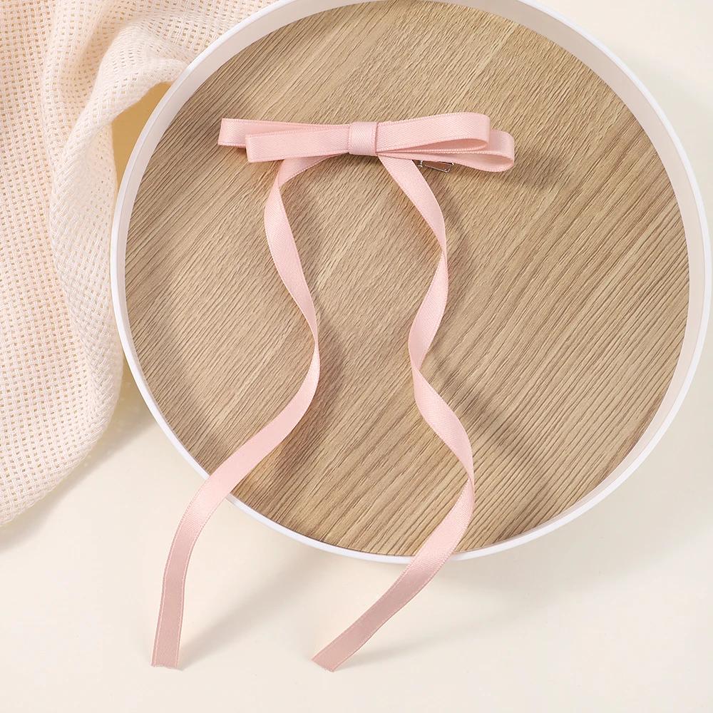 2pcs Long Tassel Ribbon Hairpin Cute Candy Bow Clip for Women Girls Party Gifts Headwear Side Clips Hair Accessories