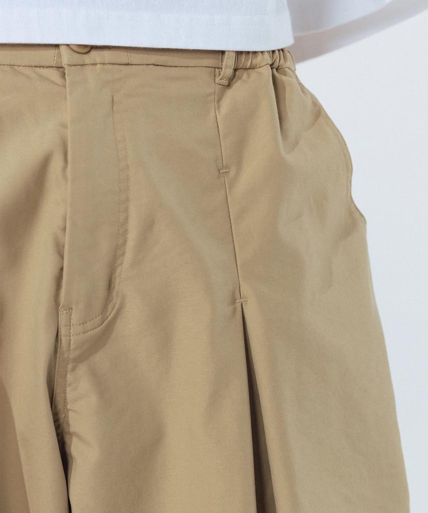 ANGLAN Unbalance Long Tuck Balloon Pants - Beige