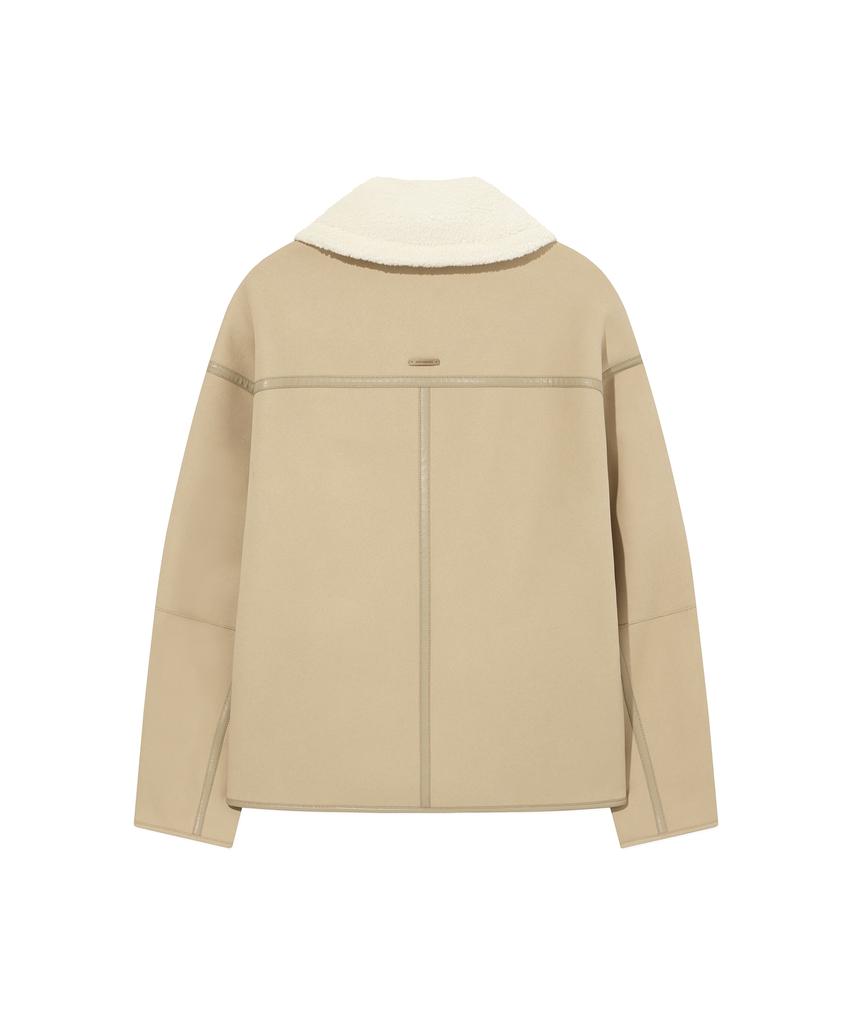 Covernat Woman Reversible Shearling Jacket Beige